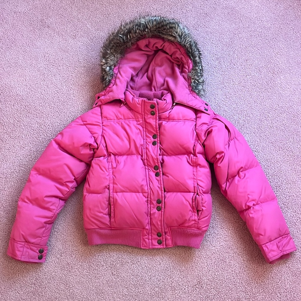 GAP Pink Puffer Girls Pink Winter Jacket Size XXL (14-16) Coat